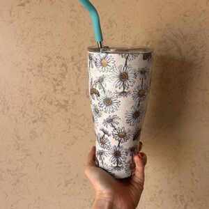 Floral Tumbler with Straw